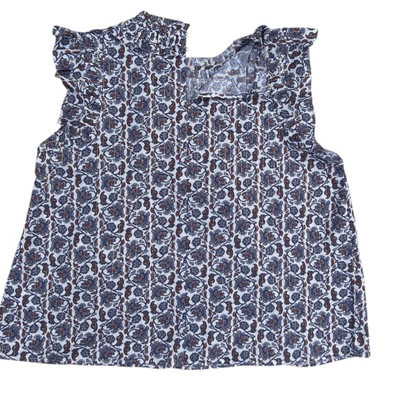 BODEN Babydoll Top Sz 14 Floral Ruched Panels Metallic Threads Boho Cottagecore - Picture 16 of 16